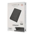 Levelo Vermont 3 IN 1 Portable Wallet Powerbank, 5000mAh Battery Capacity, Output 12W, RFID Protection, Built-in Magnetic Type-C to C Cable, 6 Card Capacity - Black