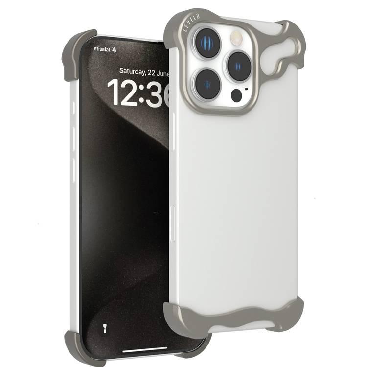 Levelo Metallo Pro Aluminum Bumper Case for iPhone 16 Pro Max with Impact-Resistant Corners, Durable Material, Easy Snap-on, Comfortable & Secure Grip - Titanium