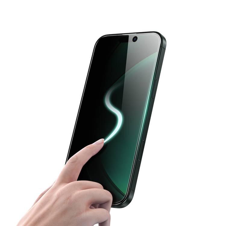 Green Lion Diego Pet Privacy Full Curved Glass for iPhone 16 Pro Max, Highly Responsive, Anti Fingerprint & Scratch, Bubble Free - Black Edge