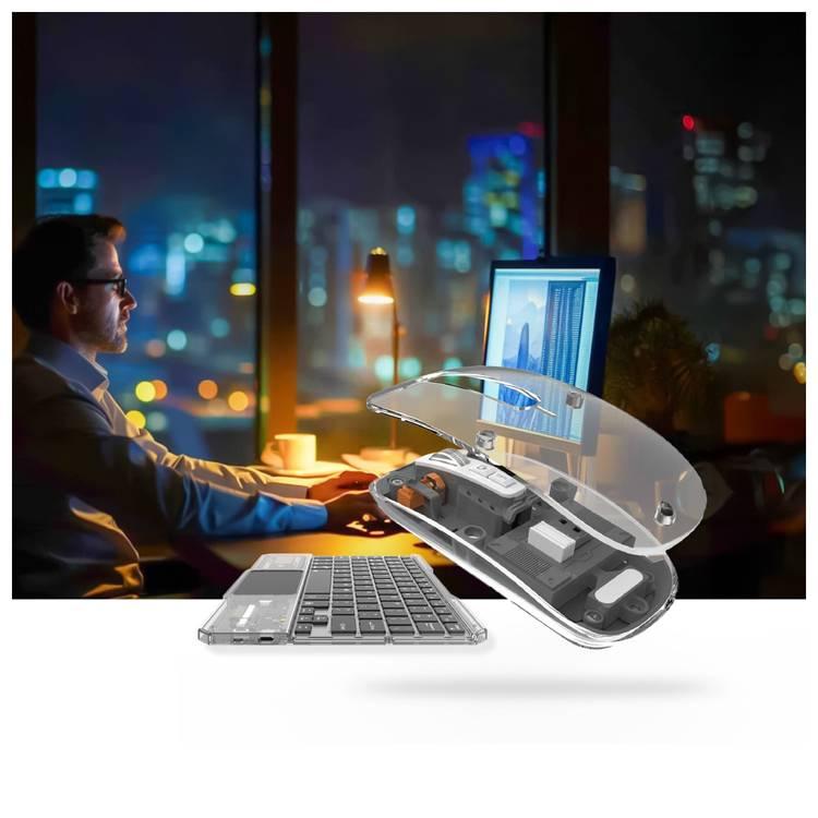 Green Lion Transparent Duo Wireless Keyboard & Mouse, Bluetooth 3.0, 5million Clicks Life Span, Universal Compatibility - Clear