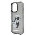 جراب Karl Lagerfeld IML اللامع الصلب مع شعار Karl &amp; Choupette NFT لهاتف iPhone 16 Pro، ممتص للصدمات والسقوط، فتحات دقيقة، قبضة مريحة، سهل التركيب - أسود