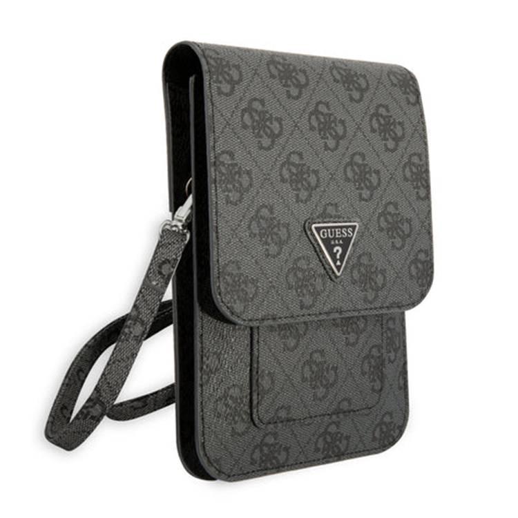 Guess 4G Wallet with Cord & Triangle Logo, High-Quality ECO PU Leather, Enough Space for Cards, Cash, and Small Items - Black