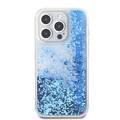 Karl Lagerfeld Liquid Glitter Gradient Hard Case for iPhone 16 Pro, Damage and Scratch Protection, Lightweight and Comfortable, Precise Cutouts for Full Access - Blue