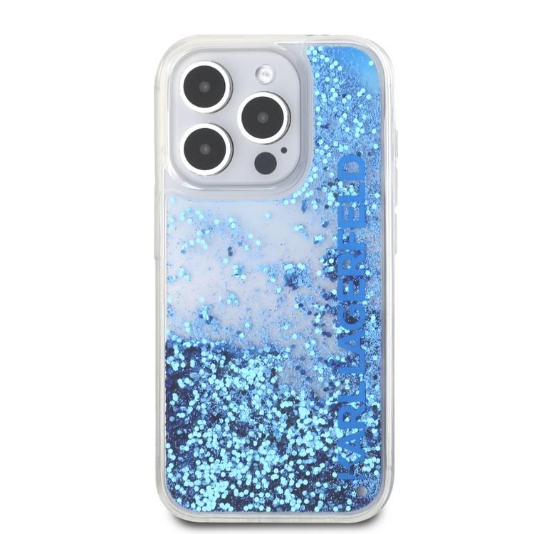 Karl Lagerfeld Liquid Glitter Gradient Hard Case for iPhone 16 Pro, Damage and Scratch Protection, Lightweight and Comfortable, Precise Cutouts for Full Access - Blue