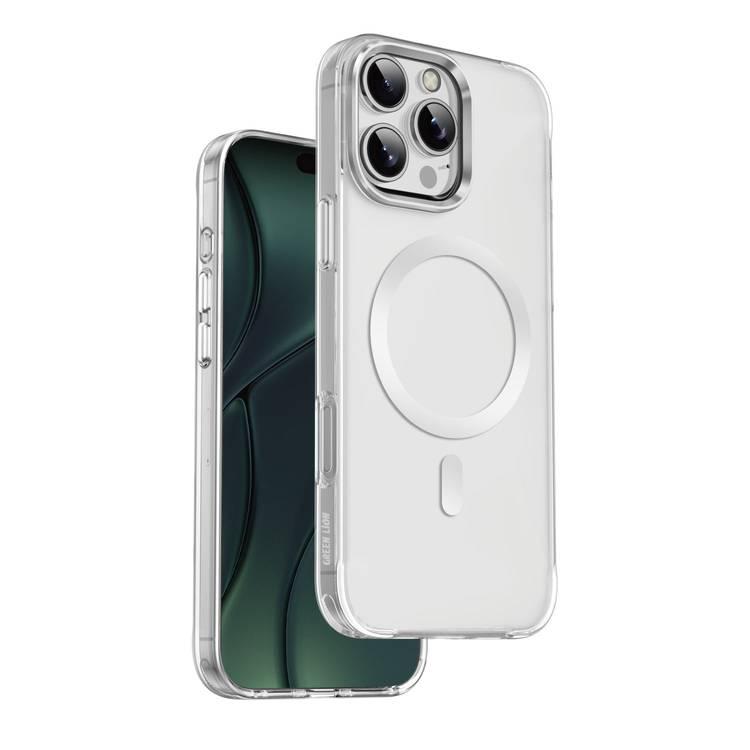  Green Lion Matte MagSafe Case for iPhone 16 Pro, Camera Protection Design, Metallic Glossy Finish, Independent Buttons - Silver