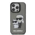 جراب Karl Lagerfeld IML اللامع الصلب مع شعار Karl &amp; Choupette NFT لهاتف iPhone 16 Pro Max، ممتص للصدمات والسقوط، فتحات دقيقة، قبضة مريحة، سهل التركيب - أسود