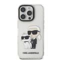 جراب Karl Lagerfeld IML اللامع الصلب مع شعار Karl &amp; Choupette NFT لهاتف iPhone 16 Pro Max، ممتص للصدمات والسقوط، فتحات دقيقة، قبضة مريحة، سهل التركيب - شفاف