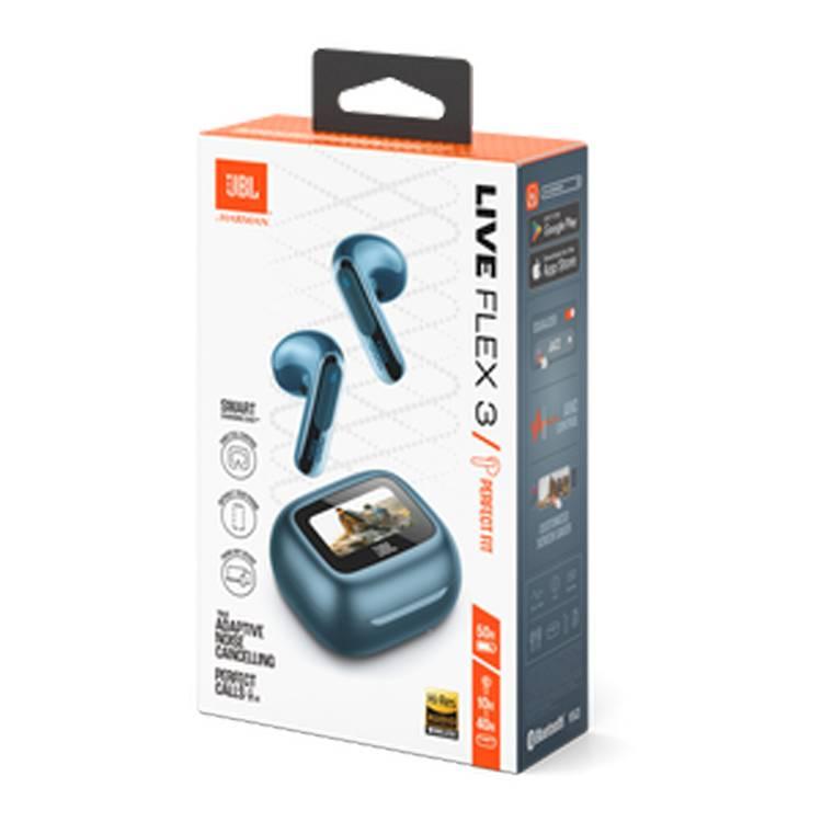 JBL Live Flex 3 True Earbuds, 50h Playtime, Bluetooth 5.3, Charging Time 2h, Type-C & Wireless Charging, Multi-point connection, Personi-Fi 3.0, ANC - Blue  