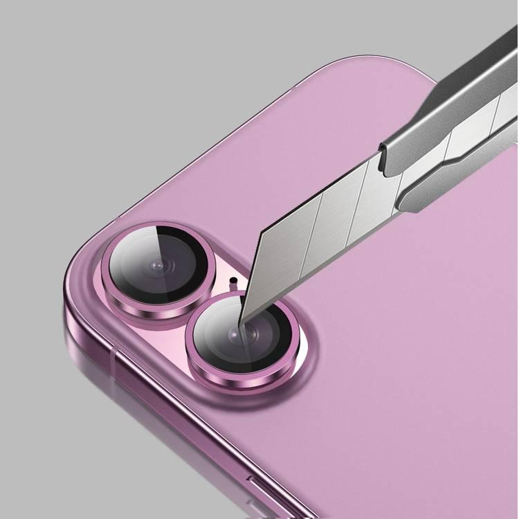 Green Lion HD Plus Camera Lens for iPhone 16 and 16 Plus, Anti Fingerprint, Anti-Glare Coating, Anti Scratch, Nano Aborting - Pink