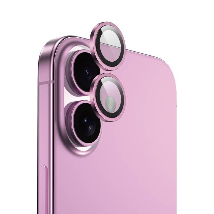 Green Lion HD Plus Camera Lens for iPhone 16 and 16 Plus, Anti Fingerprint, Anti-Glare Coating, Anti Scratch, Nano Aborting - Pink