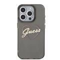 GUESS IML Hard Case with Heart Logo for iPhone 16 Pro, Slim Profile, Easy Snap-On, Comfortable Grip - Black