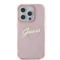 GUESS IML Hard Case with Heart Logo for iPhone 16 Pro, Slim Profile, Easy Snap-On, Comfortable Grip - Pink