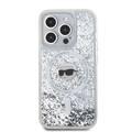 Karl Lagerfeld Magsafe Liquid Glitter Hard Case with Karl Head for iPhone 16 Pro Max, Drop and shock protection, Slim and Lightweight, Precise port Cutouts - Clear