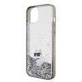 جراب Karl Lagerfeld Liquid Glitter بشعار Ikonik Choupette لهاتف iPhone 15 Plus، فتحات أنيقة، سهل التركيب، حماية من السقوط، ممتص للصدمات، قبضة مريحة - أسود