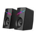  Porodo Gaming Stereo Gaming Speakers Volume Knob Control with Broad Compatibility, 6W Audio Output, 3.5mm  Audio Interface, 7 Colors Rainbow Lighting - Black