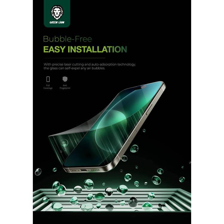 واقي زجاجي عالي الدقة 9H من Green Lion لهاتف iPhone 16 Plus، خالٍ من الفقاعات، عالي الاستجابة، مضاد لبصمات الأصابع، مضاد للخدش - شفاف