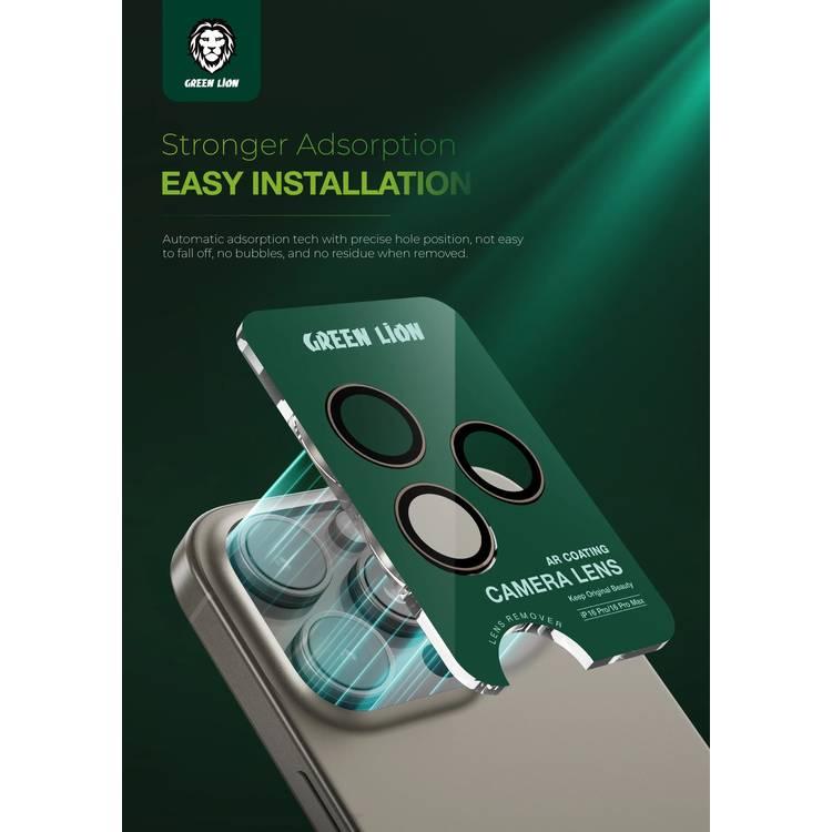 Green Lion Classic Camera Lens for iPhone 16 Pro/Pro Max, Seamless Fit, Scratch Resistant, Anti Reflective - Titanium