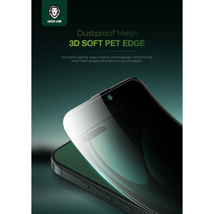 Green Lion 3D Silicone Plus Advanced Privacy Edge Glass for iPhone 16 Plus, Crystal Clear, Bubble Free, Anti Scratch, Highly Responsive, Anti Fingerprint, Grease Resistance - Black 