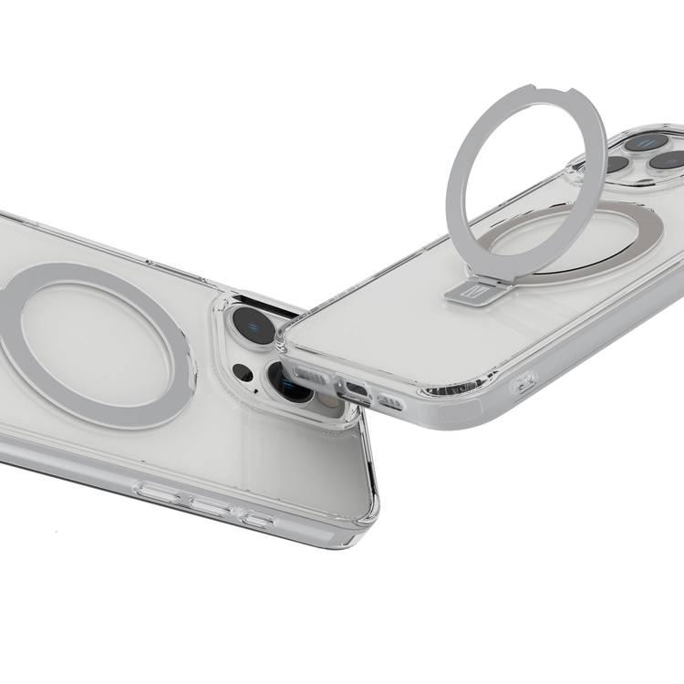 Levelo Verona Case for iPhone 16 Pro Max with Metal Kickstand Ring, ClearView Technology, Impact-Resistant Corners, MagSafe compatibility - Clear