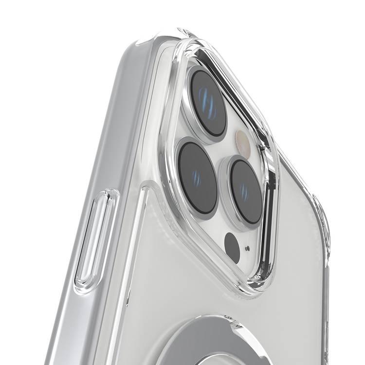 Levelo Verona Case for iPhone 16 Pro Max with Metal Kickstand Ring, ClearView Technology, Impact-Resistant Corners, MagSafe compatibility - Clear