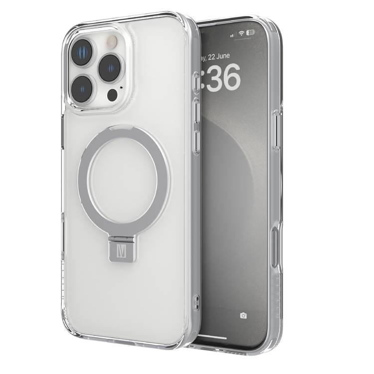 Levelo Verona Case for iPhone 16 Pro Max with Metal Kickstand Ring, ClearView Technology, Impact-Resistant Corners, MagSafe compatibility - Clear