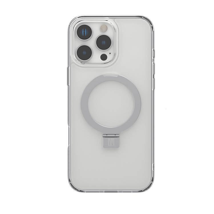 Levelo Verona Case for iPhone 16 Pro Max with Metal Kickstand Ring, ClearView Technology, Impact-Resistant Corners, MagSafe compatibility - Clear