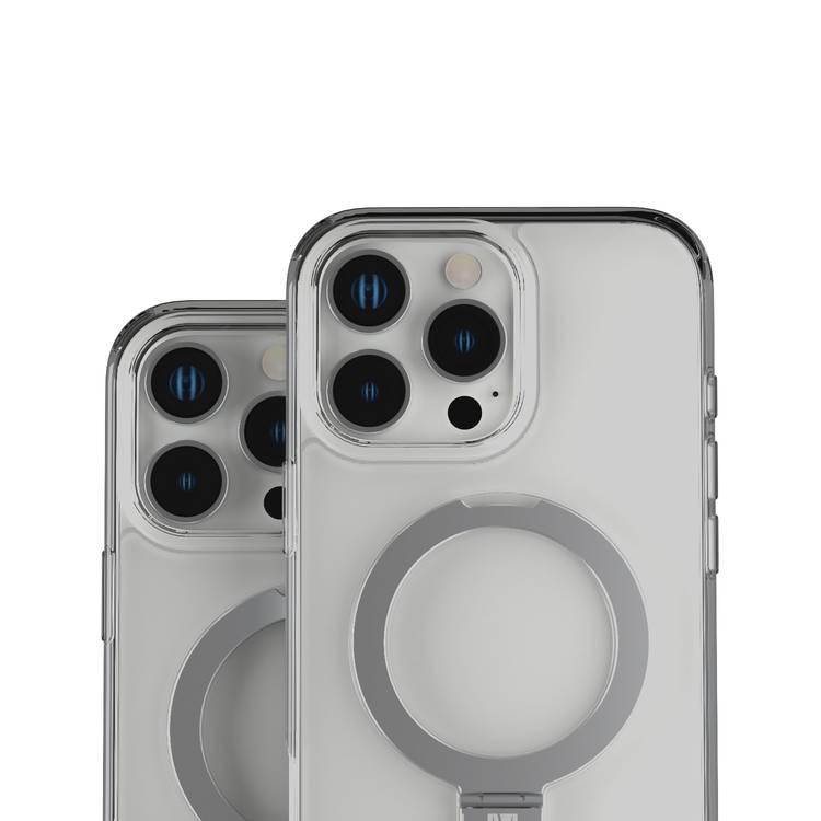 Levelo Verona Case for iPhone 16 Pro with Metal Kickstand Ring, ClearView Technology, Impact-Resistant Corners, MagSafe compatibility - Clear