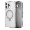 Levelo Verona Case for iPhone 16 Pro with Metal Kickstand Ring, ClearView Technology, Impact-Resistant Corners, MagSafe compatibility - Clear