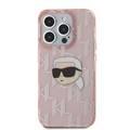 Karl Lagerfeld IML Hard Case with Electroplated Karl Head & Monogram Design for iPhone 16 Pro - Pink 