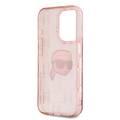 Karl Lagerfeld IML Hard Case with Electroplated Karl Head & Monogram Design for iPhone 16 Pro - Pink 