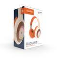 Porodo Soundtec Radiant Wireless Headphone, 6h Playtime, Type-C Charging, 3.5mm Jack, LED Light, 120h Standby, Android and iOS Compatible - Beige/Orange