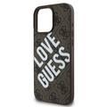 Guess PU 4G Hard Case with Big Love Guess Logo For iPhone 16 Pro Max, High Quality Material, Lightweight, Easy Snap-on - Brown