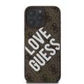 Guess PU 4G Hard Case with Big Love Guess Logo For iPhone 16 Pro Max, High Quality Material, Lightweight, Easy Snap-on - Brown