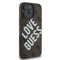 Guess PU 4G Hard Case with Big Love Guess Logo For iPhone 16 Pro Max, High Quality Material, Lightweight, Easy Snap-on - Brown