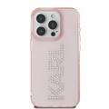 Karl Lagerfeld IML Hard Case with Rhinestones Logo for iPhone 16 Pro Max, Raise Camera Edge, Easy Snap On - Pink 