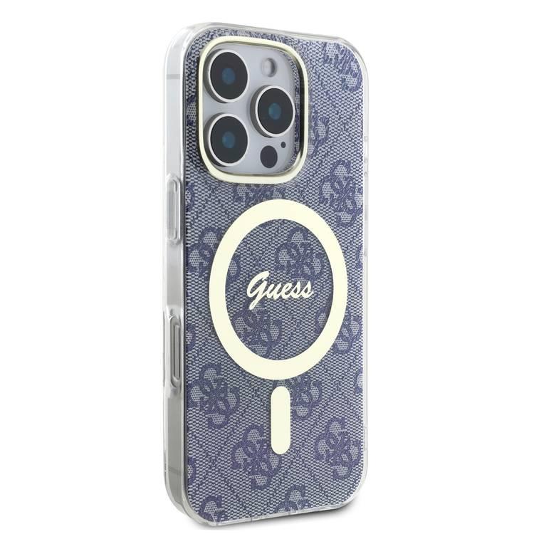 جراب Guess MagSafe 4G Design HD Printing PC &amp; TPU لهاتف iPhone 16 Pro Max، خفيف الوزن، مصنوع من مادة عالية الجودة، يحمي من السقوط - بني