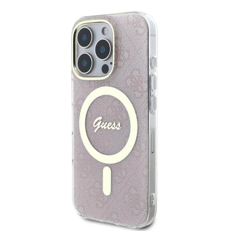 Guess MagSafe 4G Design HD Printing PC & TPU Case for iPhone 16 Pro Max, Lightweight, High-Quality Material, Drop Protection - Pink