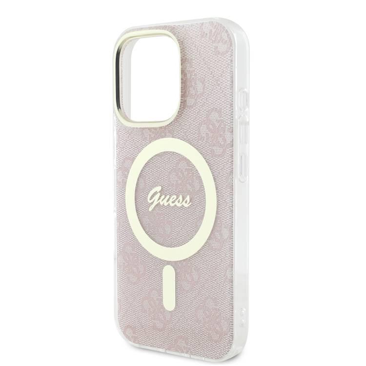 Guess MagSafe 4G Design HD Printing PC & TPU Case for iPhone 16 Pro Max, Lightweight, High-Quality Material, Drop Protection - Pink