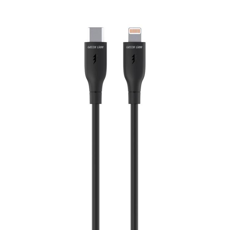 Green Lion USB-C to Lightning PVC Cable 1m, 480Mbps Transfer Speed, 18W, Charge & Sync, more than 10,000 Bends Life Span, Secure & Safe - Black