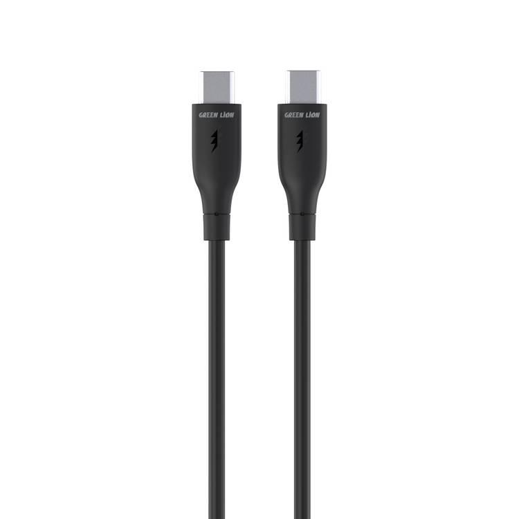 Green Lion USB-C to USB-C PVC Cable 30cm, 480Mbps Transfer Speed, 60W, Charge & Sync, more than 10,000 Bends Life Span, Secure & Safe - Black