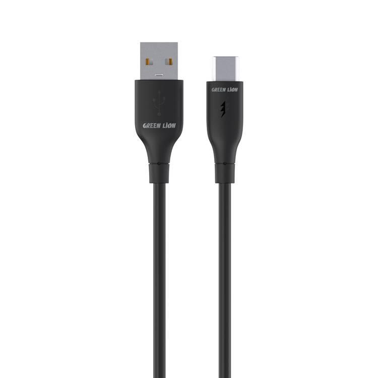 Green Lion USB-A to USB-C PVC Cable 30cm, 480Mbps Transfer Speed, 15W, Charge & Sync, more than 10,000 Bends Life Span, Secure & Safe - Black