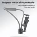 Porodo Smartphone Neck Mount with U-Shaped Design for a Snug Fit, Magnetic Latch, Suitable for Hands Free Recording, Secure Attachment - Black