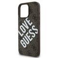 Guess PU 4G Hard Case with Big Love Guess Logo For iPhone 16 Pro, High Quality Material, Lightweight, Easy Snap-on - Brown