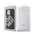 Guess PU 4G Hard Case with Big Love Guess Logo For iPhone 16 Pro, High Quality Material, Lightweight, Easy Snap-on - Brown