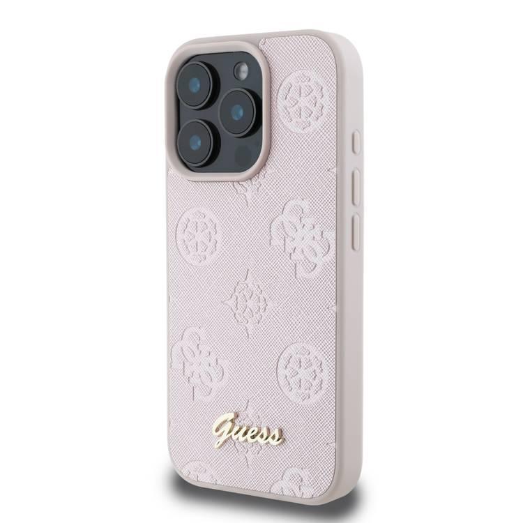 جراب Guess Peony الصلب لهاتف iPhone 16 Pro Max بتصميم نحيف وخفيف الوزن، ومواد فائقة المتانة، وقبضة مريحة، وحماية من السقوط - وردي