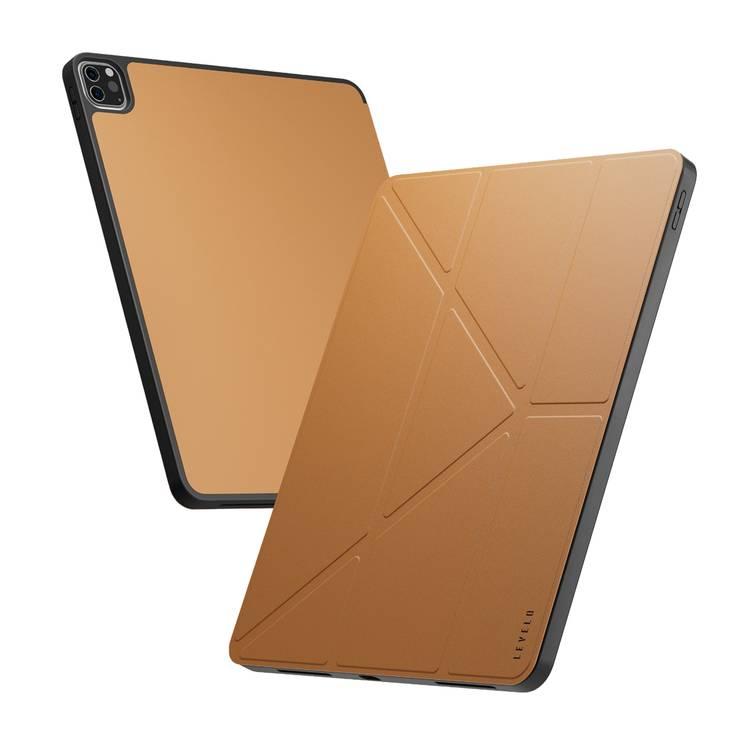 Levelo Elegante Hybrid Leather Magnetic Case for iPad Pro 13", Lightweight Design, Easy Snap-On - Brown