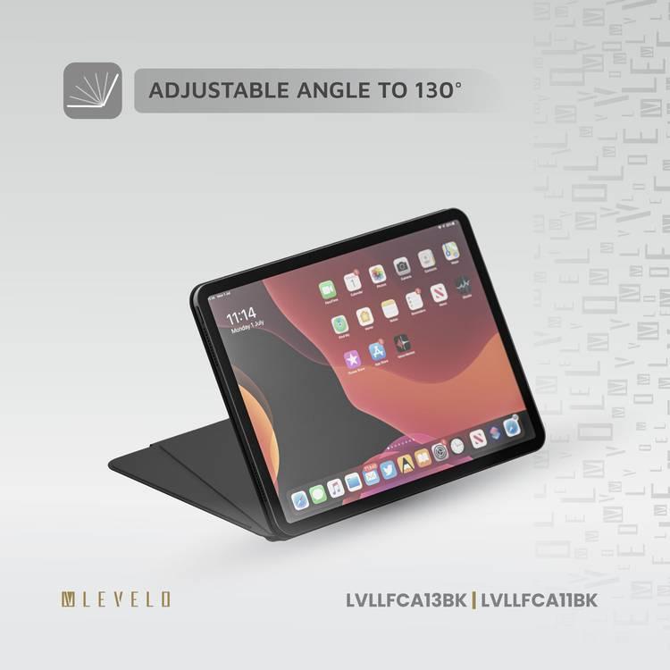 حافظة Levelo Luxora Folio لجهاز iPad Pro مقاس 13 بوصة، مع ثبات مغناطيسي قوي وتصميم متعدد الطيات وارتفاع قابل للتعديل