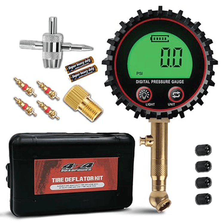 RoadPower Digital Tire Pressure Gauge, 200 PSI, 4 Settings for Car-Truck-Motorcycle-Bicycle, Backlit LCD, Non-Slip Grip