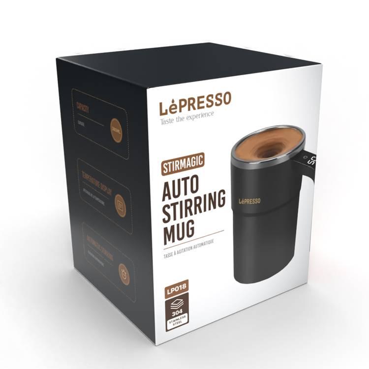 LePresso Auto Magnetic Stirring Cup, Touch Control, Stainless Steel, Detachable Magnetic Rod - Black