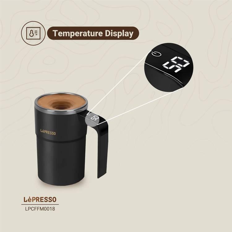 LePresso Auto Magnetic Stirring Cup, Touch Control, Stainless Steel, Detachable Magnetic Rod - Black